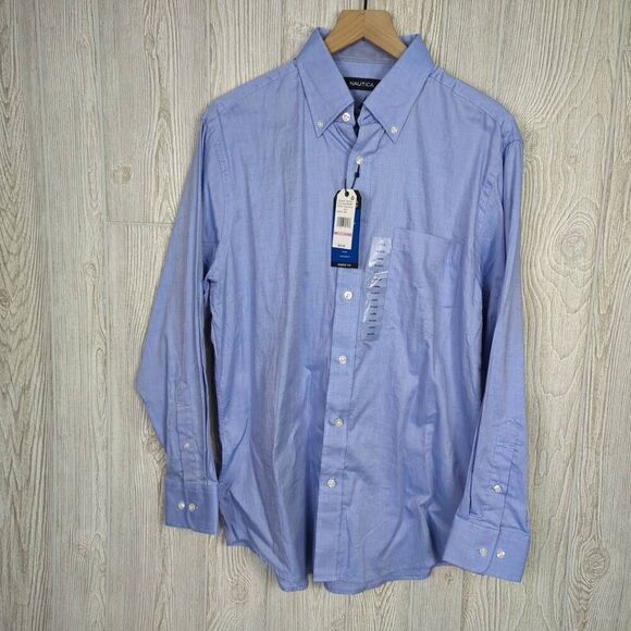 Brand New Nautica Men’s Large 16 - 32/33 Adjustable Collar Button Down Shirt - Picture 1 of 6